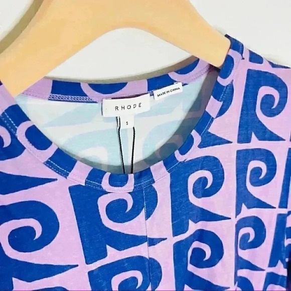 NWT Rhode Coco Crop Tee Cobalt Monogram Purple Luxury Street Style - Picture 9 of 9